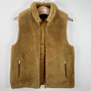 J.Crew Camel Tan Excursion Plush Fleece Teddy Vest - S